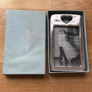 Brand New Mariposa Silver Open Heart Picture Frame 4x6